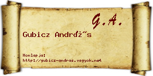 Gubicz András névjegykártya